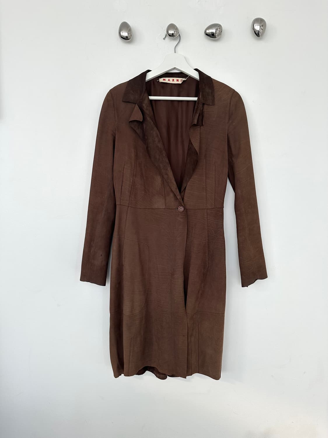 마르니 2000s 스웨이드 카프스킨 레더 롱코트 상품이미지1