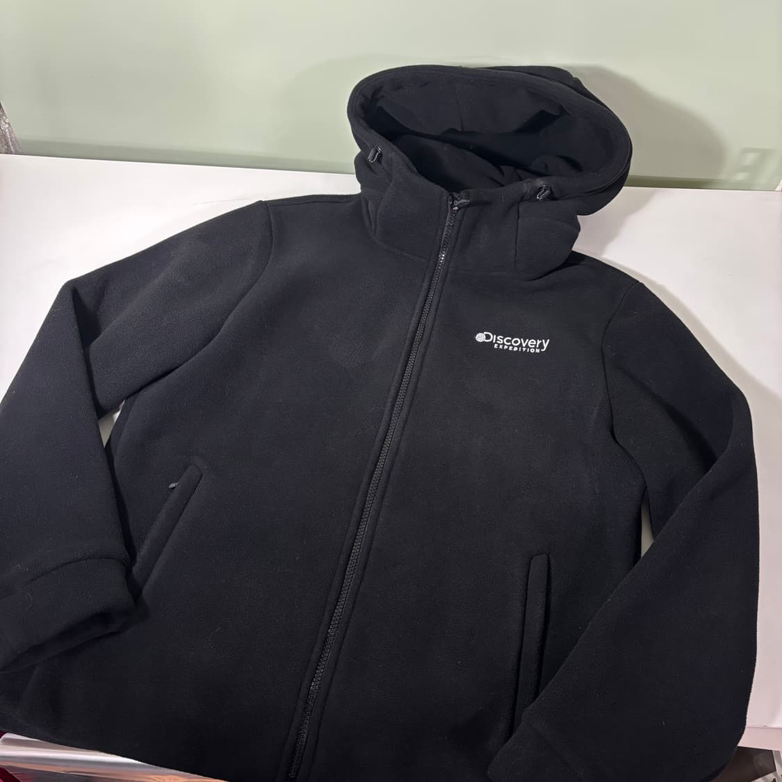 100 디스커버리 블랙 플리스 후드집업 상품이미지1