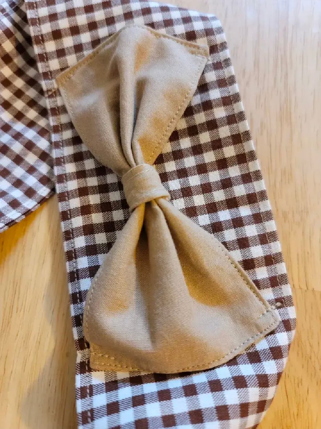 핸드메이드 베이지리본 브라운체크 헤어밴드 상품이미지2
