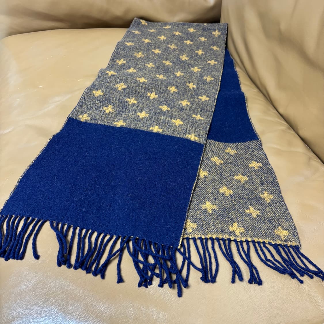 Beams 빔즈 투톤 브라운 네이비 머플러 목도리 상품이미지7