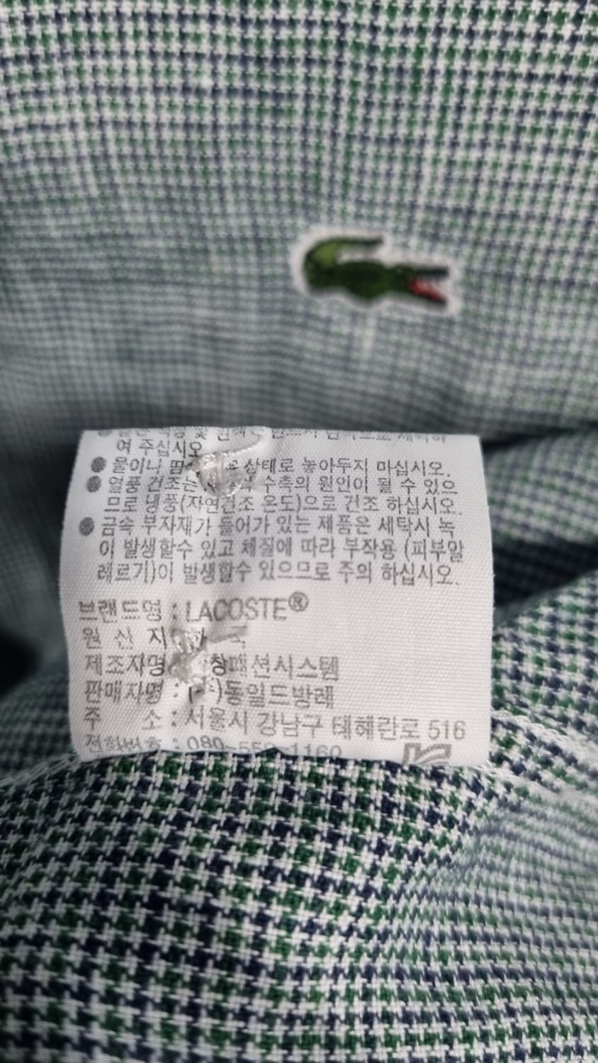 LACOSTE (라코스테) 100% 리넨 여름 체크셔츠 100사이즈 상품이미지6
