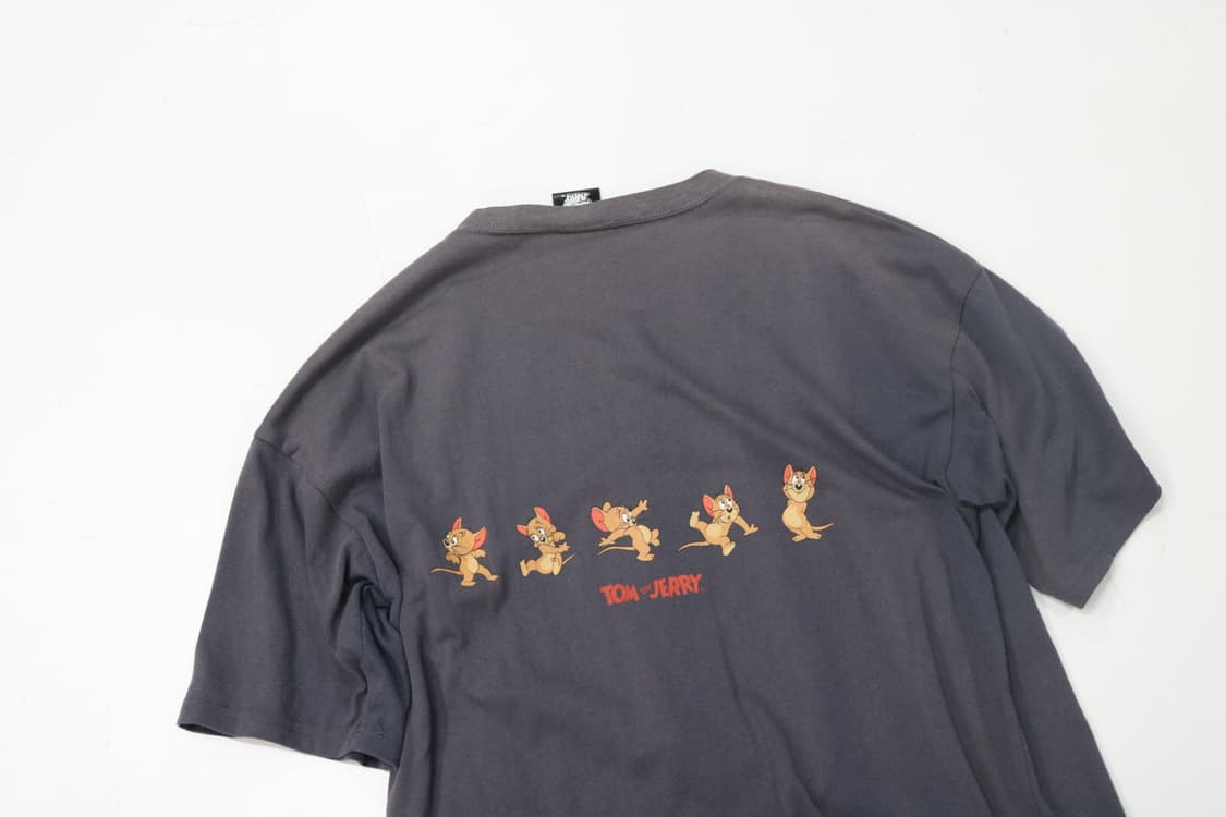 톰과 제리 빈티지 캐릭터 그래픽 차콜 페이디드 반팔 티셔츠 (L) 상품이미지3