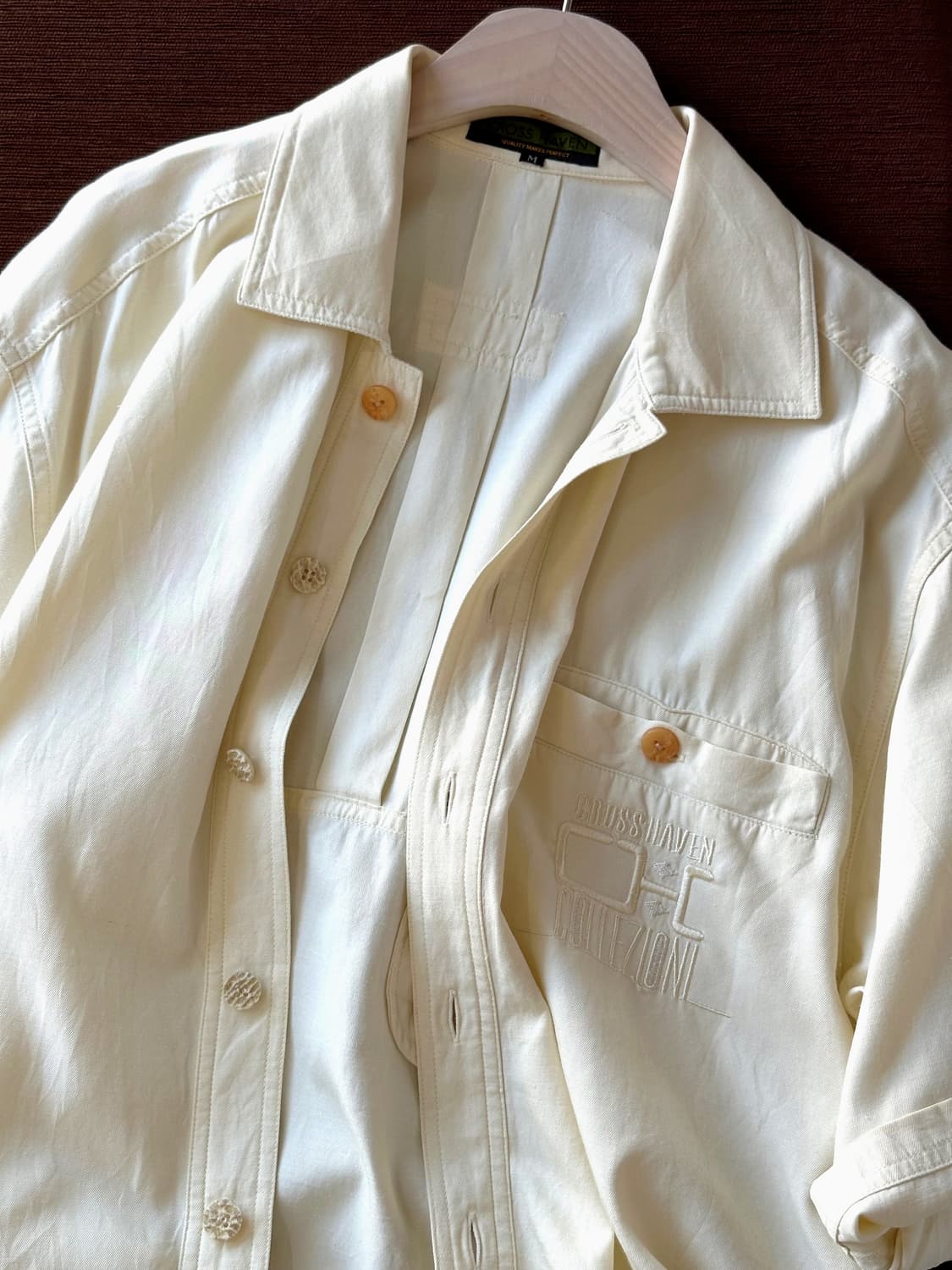 Natural silk cotton design stitch shirt  상품이미지2