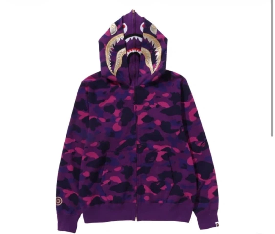 베이프 더블 샤크 후드집업 로얄퍼플 L 상품이미지1