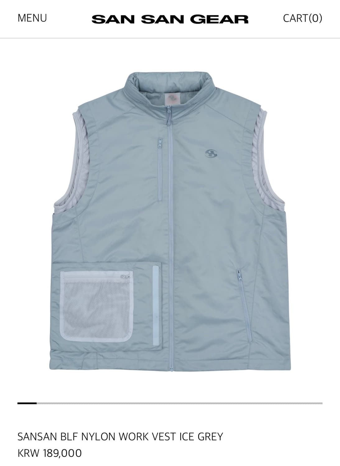 산산기어 SANSAN BLF NYLON WORK VEST ICE GREY 상품이미지1