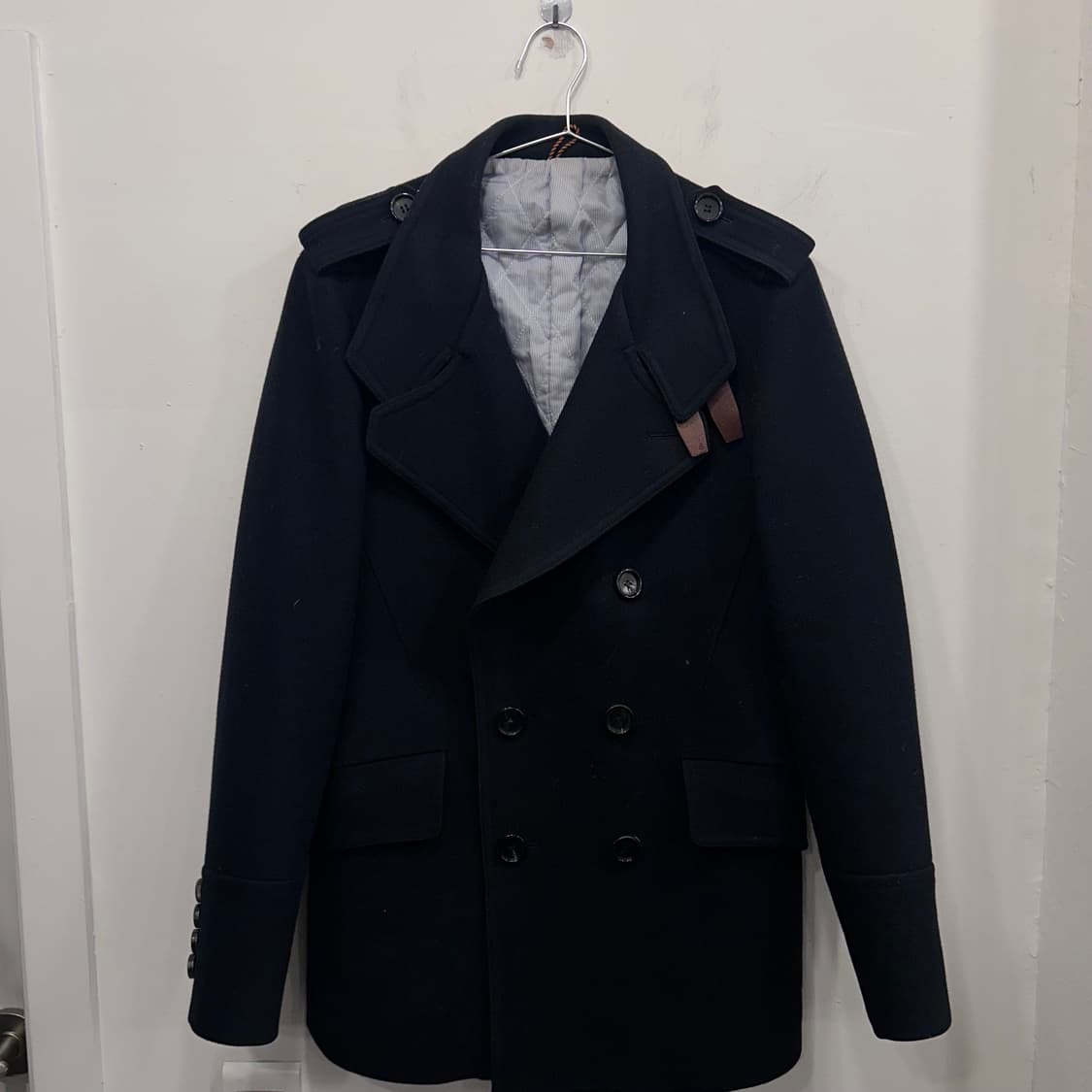 커스텀멜로우 레더버클 퓨어 울 더블버튼 피코트 상품이미지2