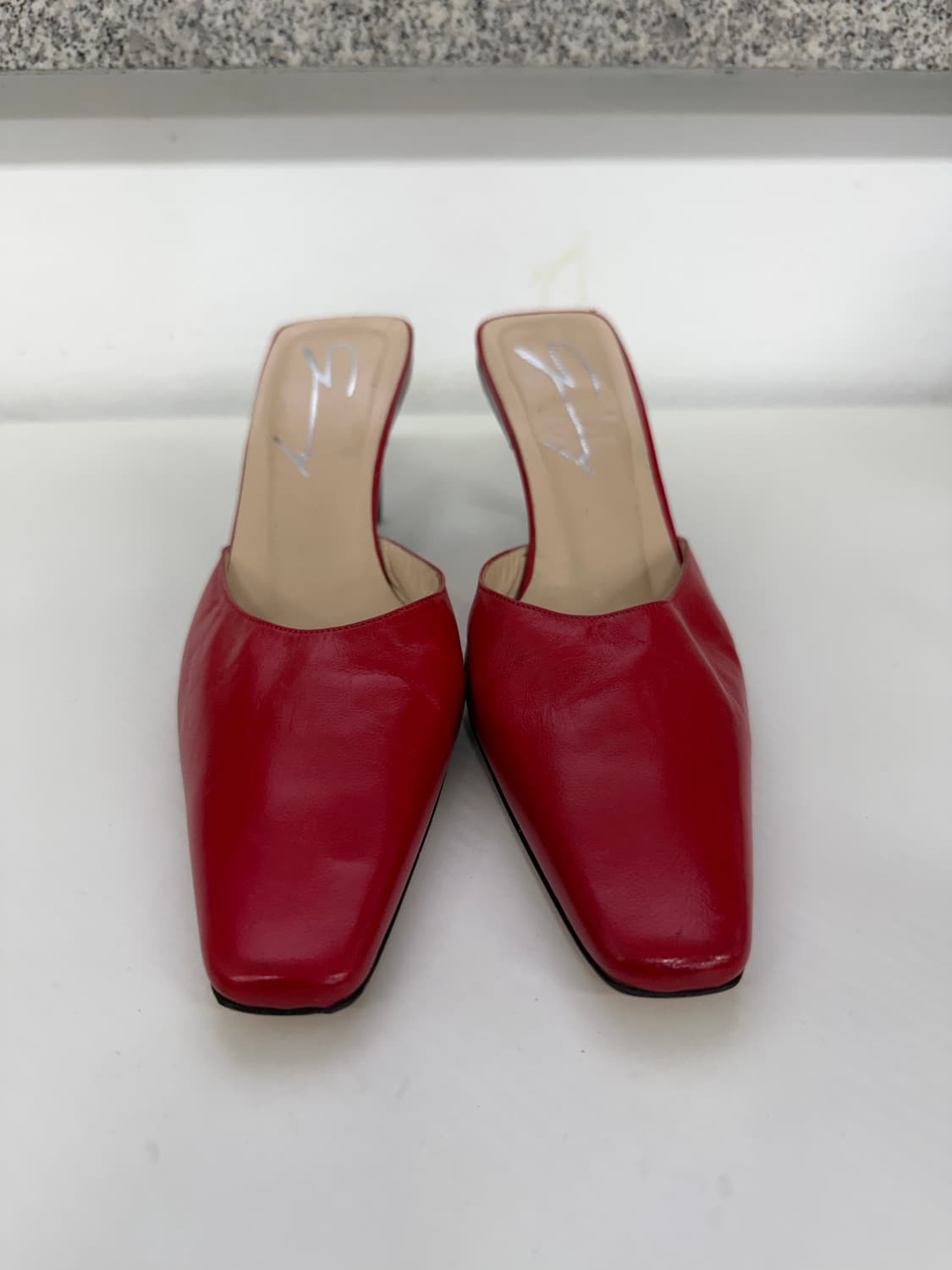 정품) 쥬세페자노티 레드 가죽 뮬 슬리퍼 37.5 상품이미지1