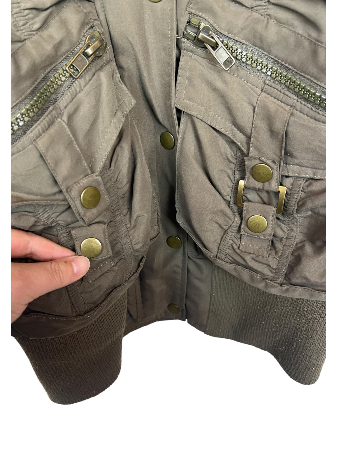 S.H.C 카키 포켓 쉐르파 패딩 점퍼 M 상품이미지4