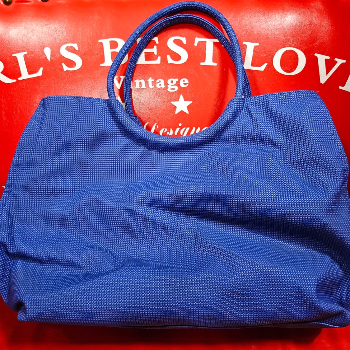 보르보네제 블루 텍스처 로고 빅 쇼퍼백 47 x 38 size 상품이미지2