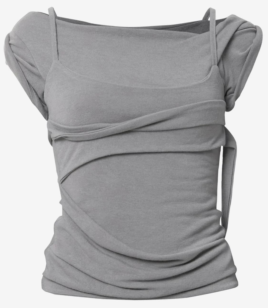 플레어업 레이어드 뷔스티에 티셔츠 그레이 상품이미지2