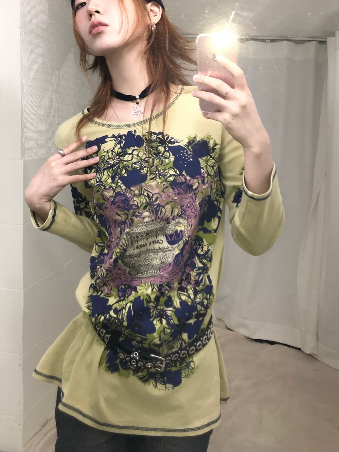 빈티지 펑크 프린팅 큐빅 7부 롱슬리브 상품이미지3