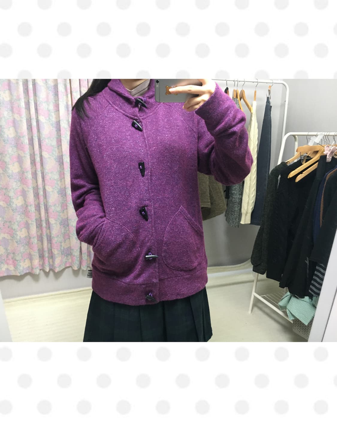 퍼플 떡볶이 단추 가디건 상품이미지2