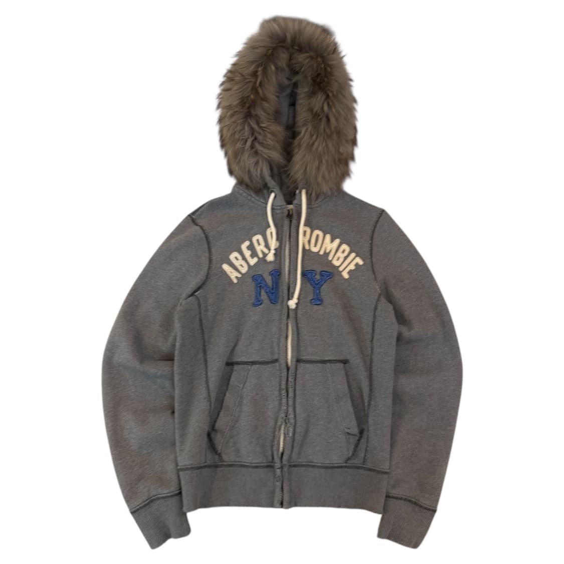 아베크롬비 y2k 울프죠 퍼 후드집업 그레이 상품이미지1