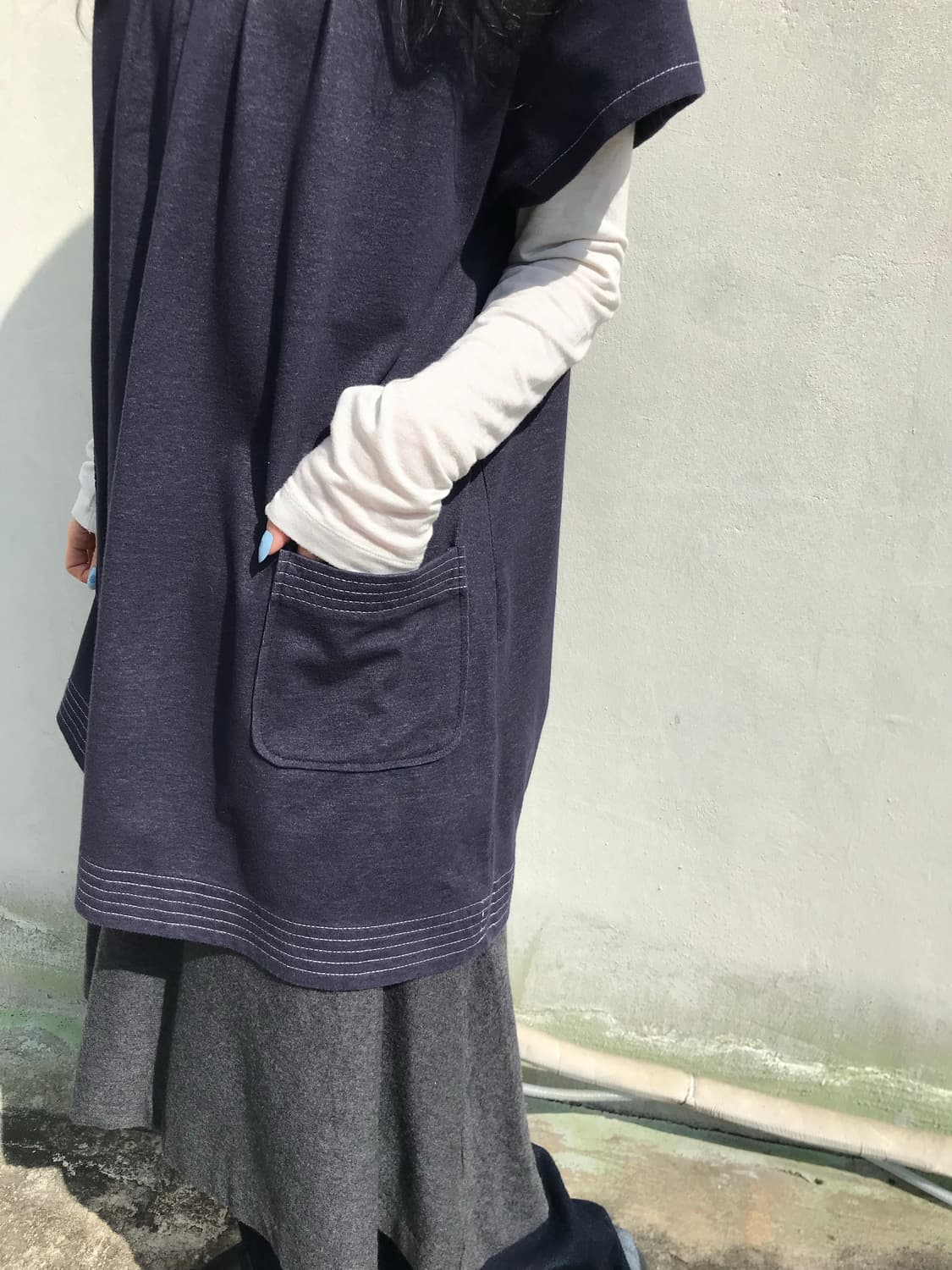 네이비 레이어드 데님 원피스 상품이미지3