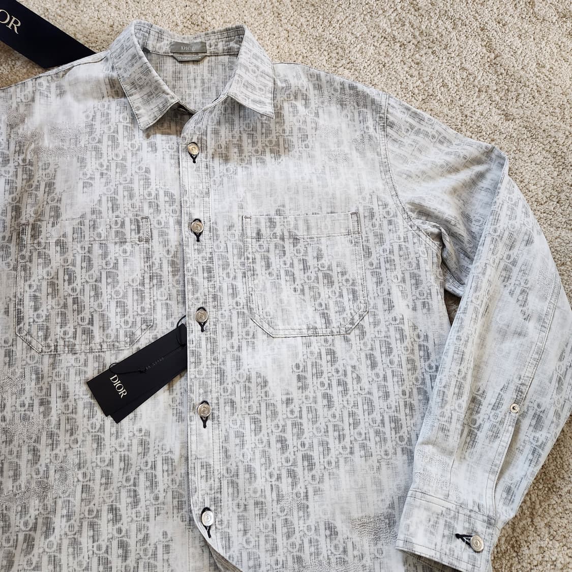 Dior 디올 최상급 일본 데님 디스트레스드 오블리크 샤켓 자켓 셔츠 상품이미지3