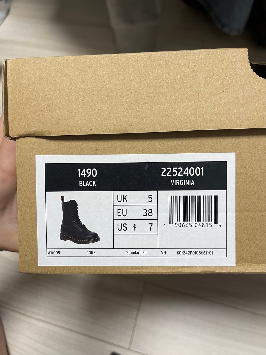 닥터마틴 1490 버지니아 블랙 UK5 새상품 상품이미지3