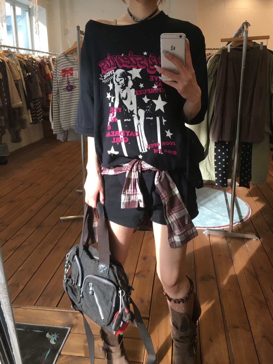 히스테릭글래머 히스걸 블랙핑크 스타 반팔 상품이미지2