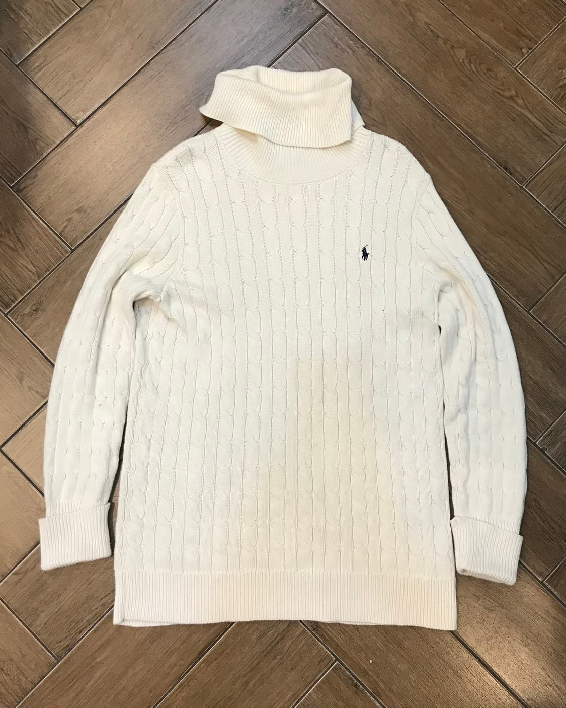 🐻🤍폴로 랄프로렌 화이트 코튼 케이블 터틀넥 니트 🤍🐻 상품이미지4