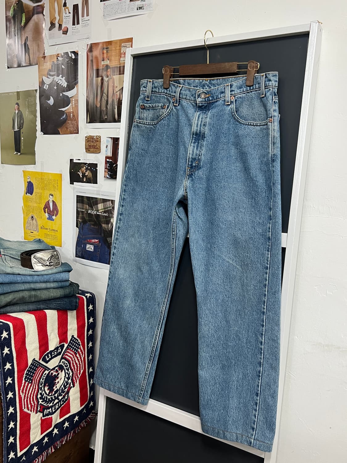 90s Levis 리바이스 505 레귤러 스트레이트 연청 데님 팬츠 상품이미지10