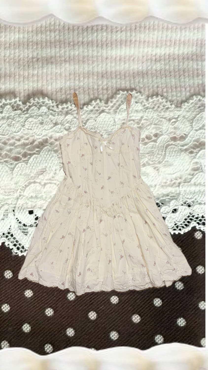 자라 공주풍 빈티지 플라워 레이스 리본 원피스(S) 상품이미지1