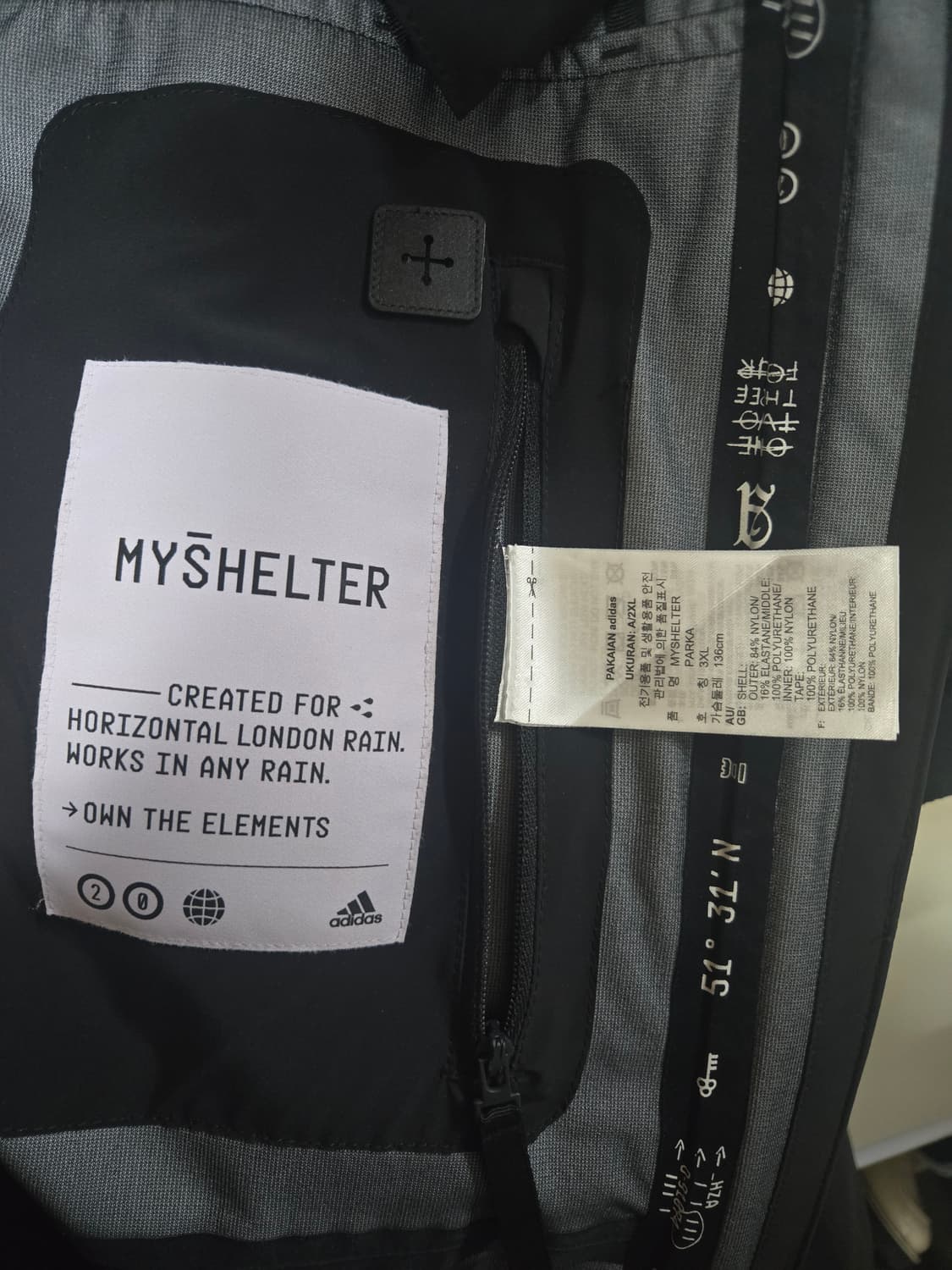 아디다스 마이쉘터 레인레디 자켓 3XL 블랙 상품이미지7
