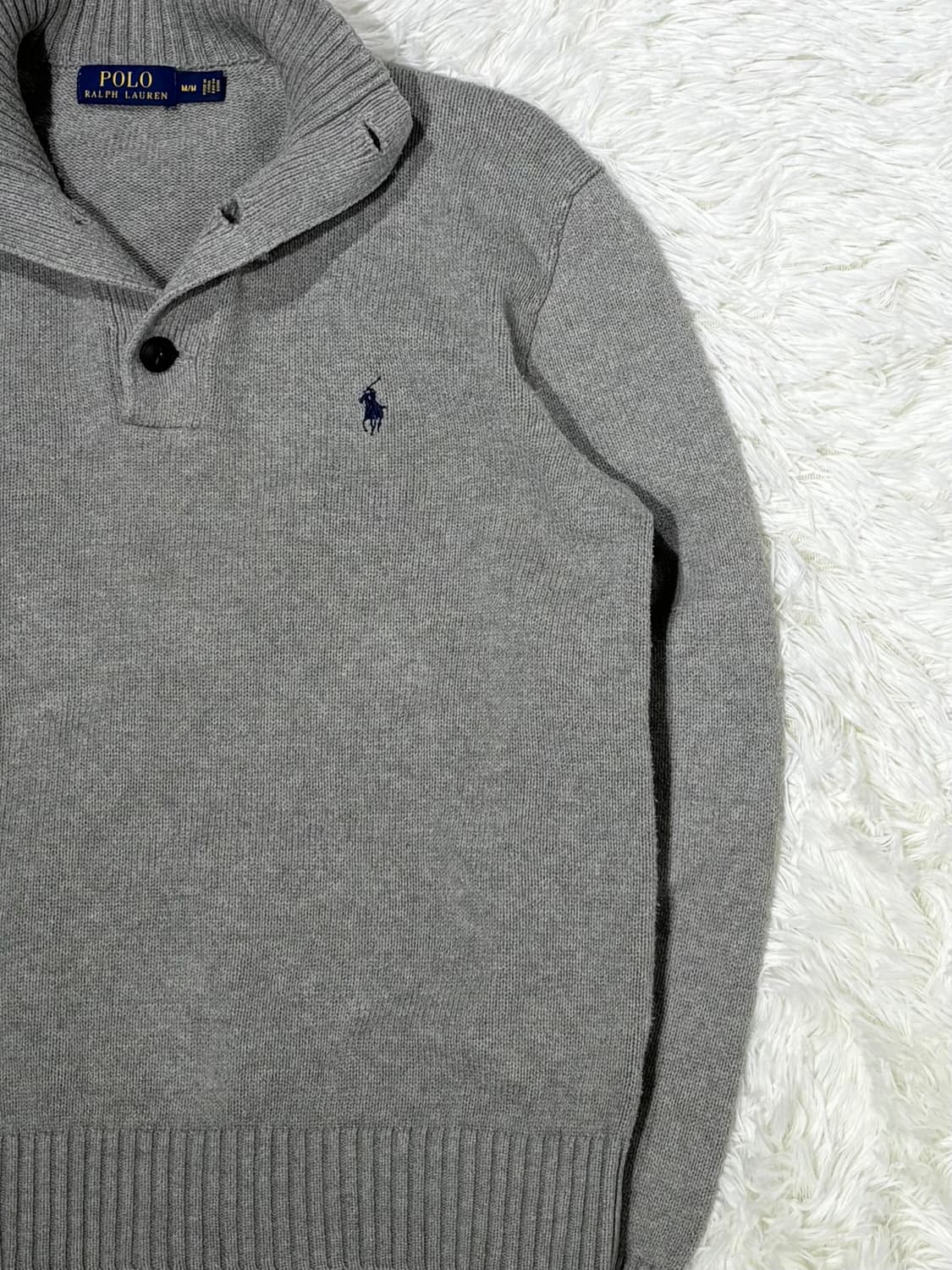 폴로랄프로렌 네이비포니 그레이 버튼 반집업 니트 상품이미지6
