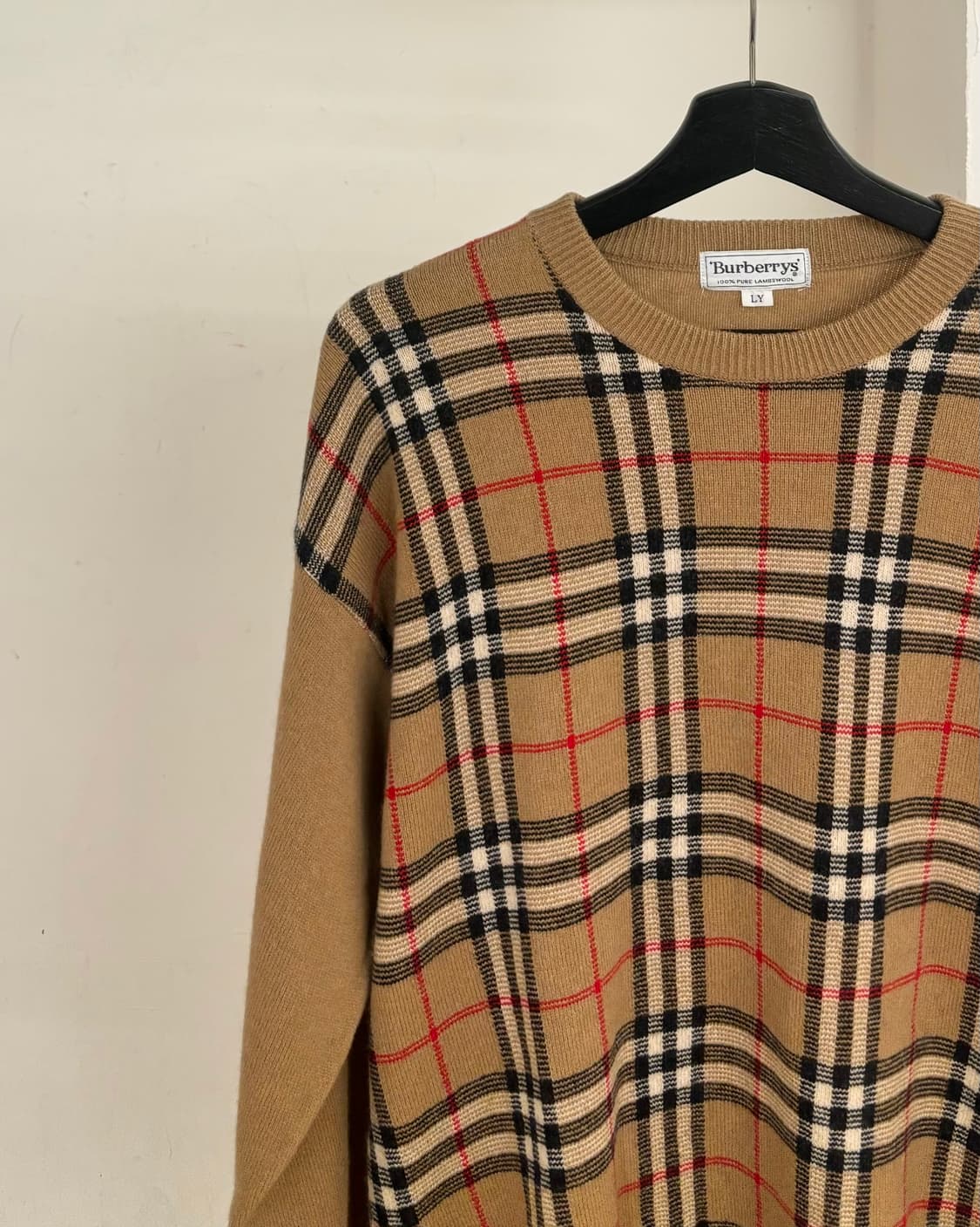 버버리 빈티지 베이지 노바체크 울 니트 상품이미지3