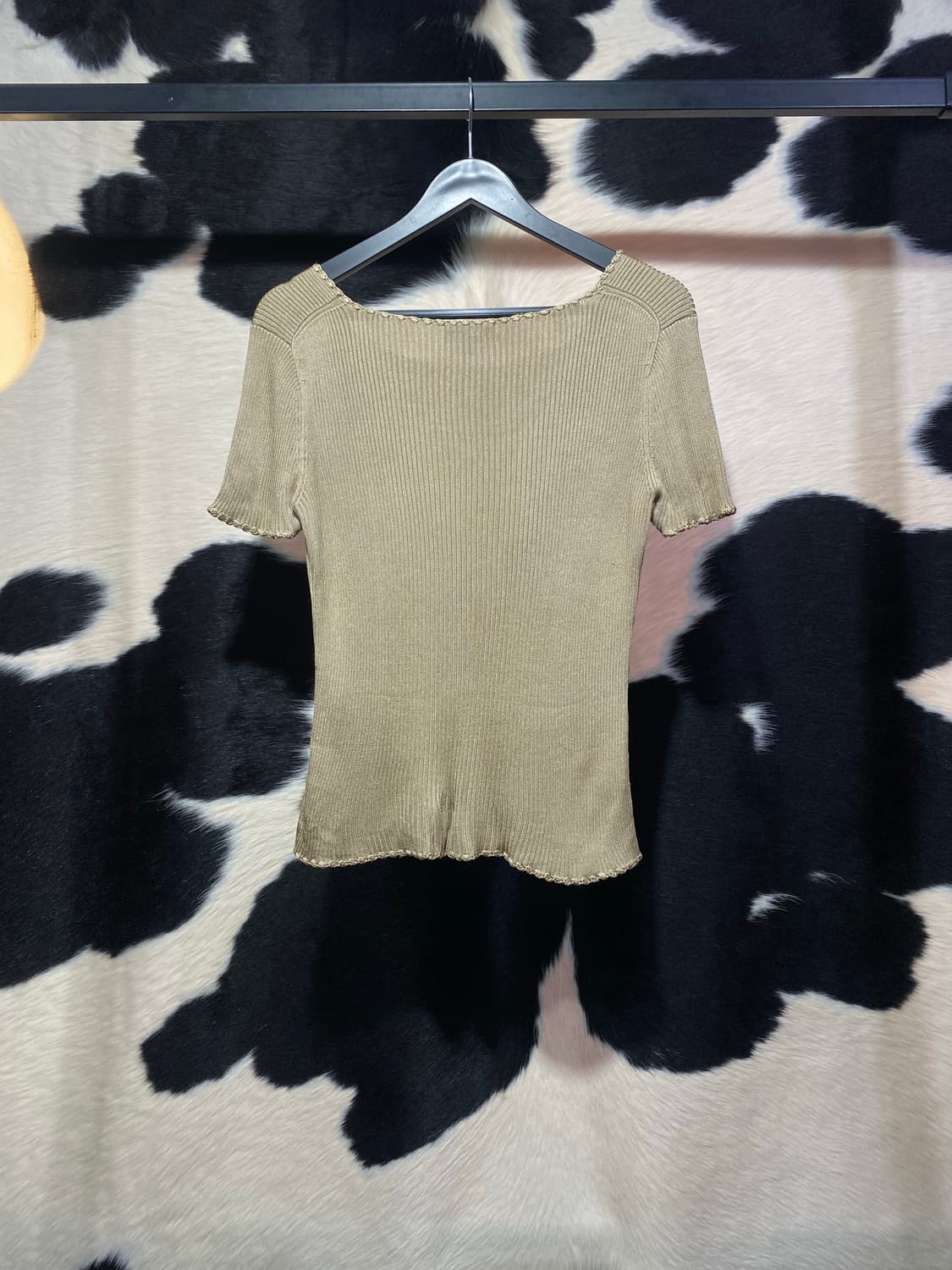 Lanvin 베이지 슬림핏 골지 반팔 니트 상품이미지6