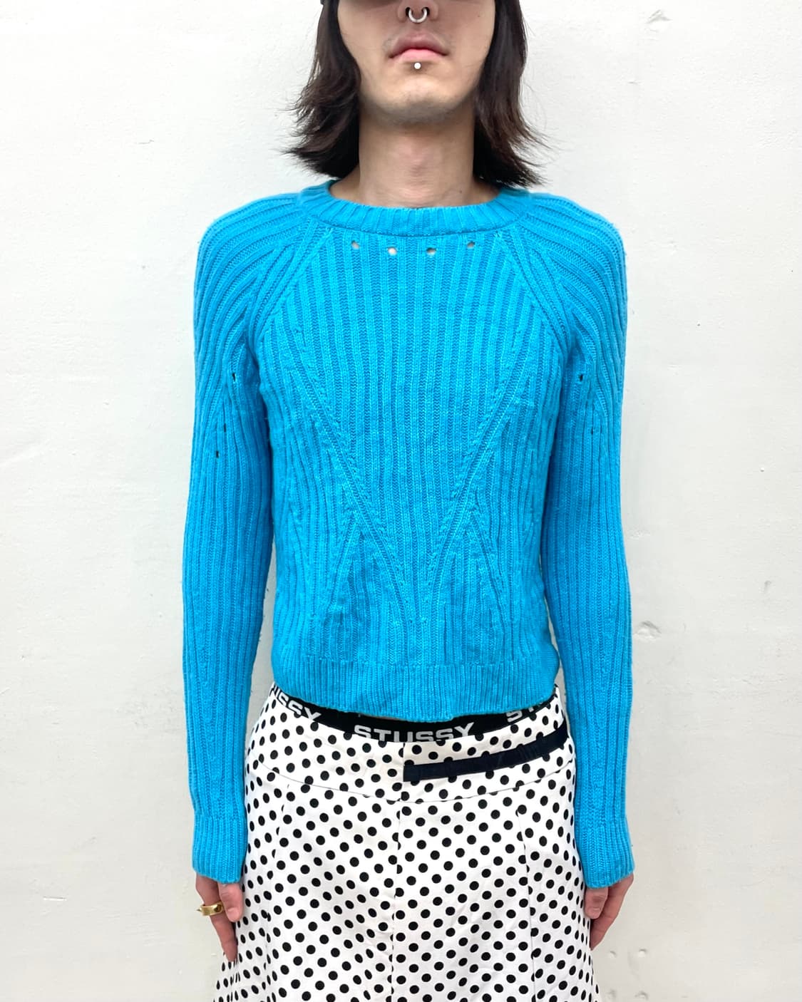 Aqua Blue Punching Knit  상품이미지1