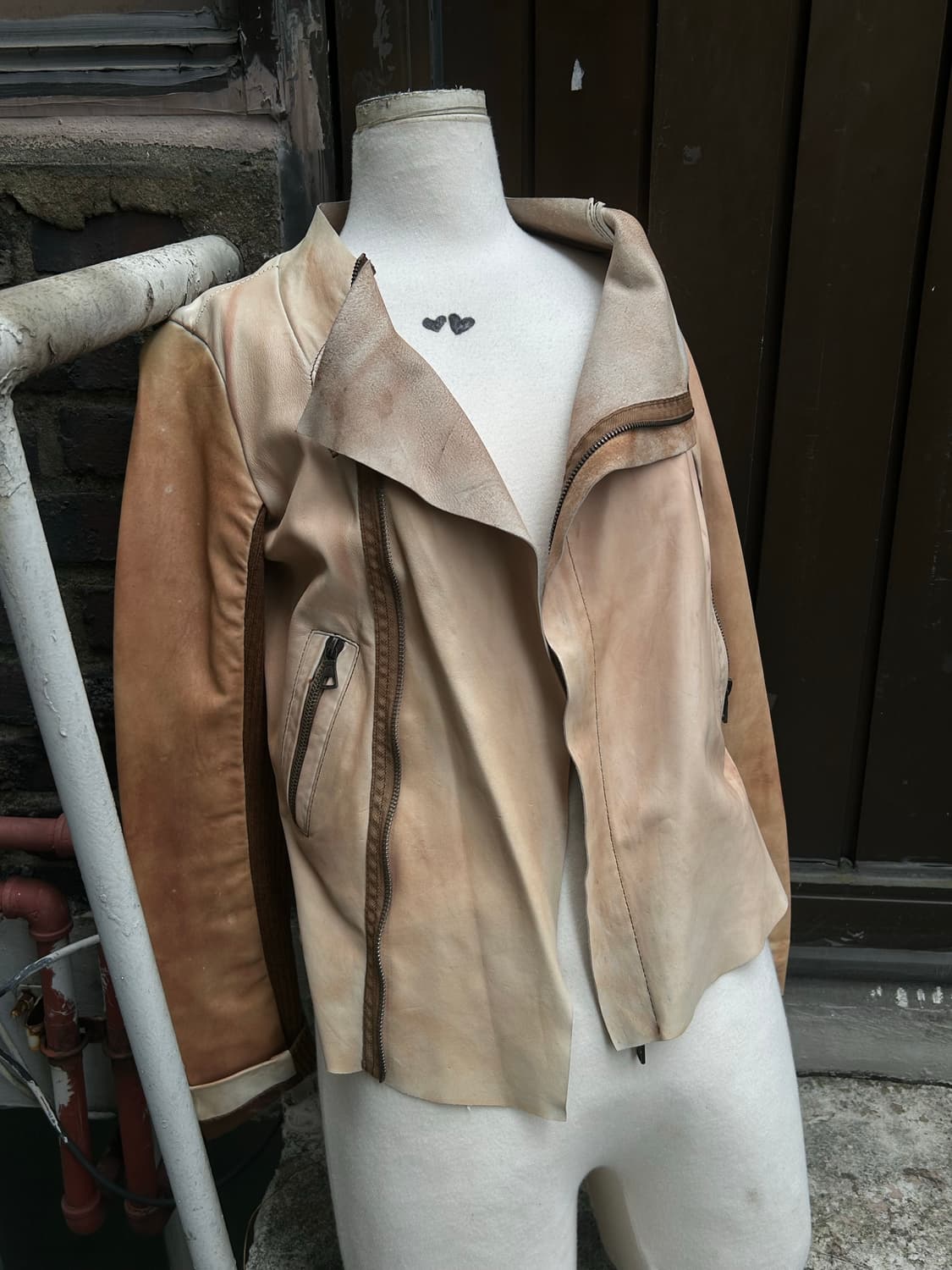 2000s VTG Zara 드레이프 가죽 자켓 상품이미지1