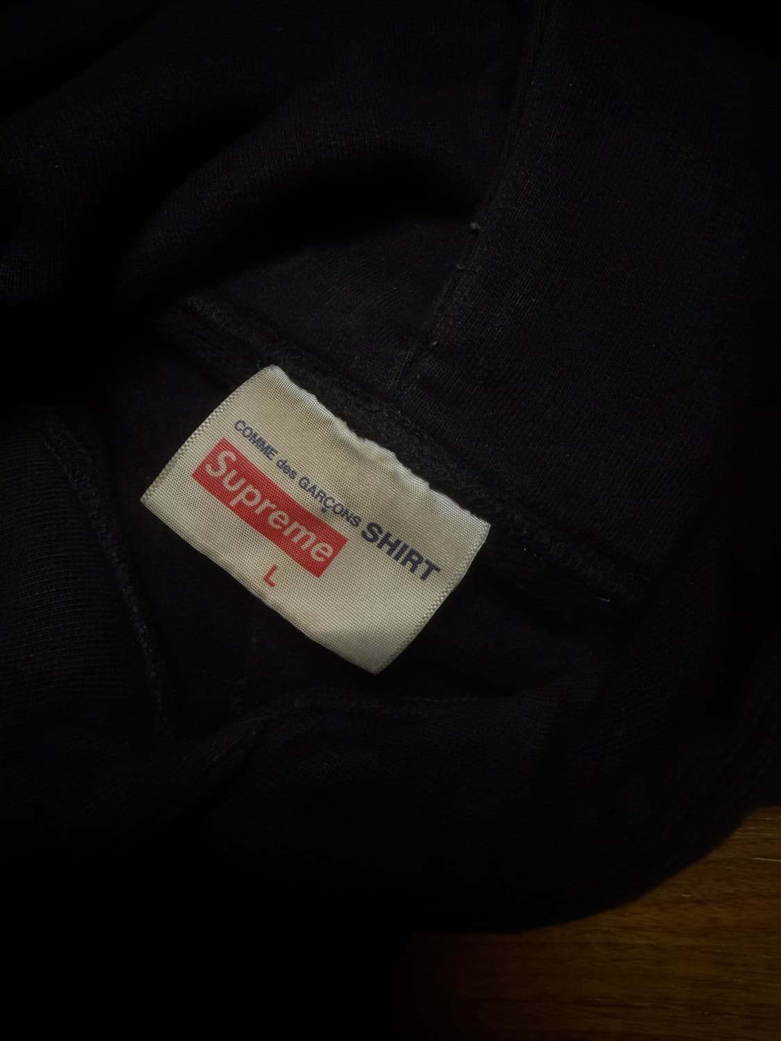 슈프림 x 꼼데가르송 스플릿 로고 후드 상품이미지5