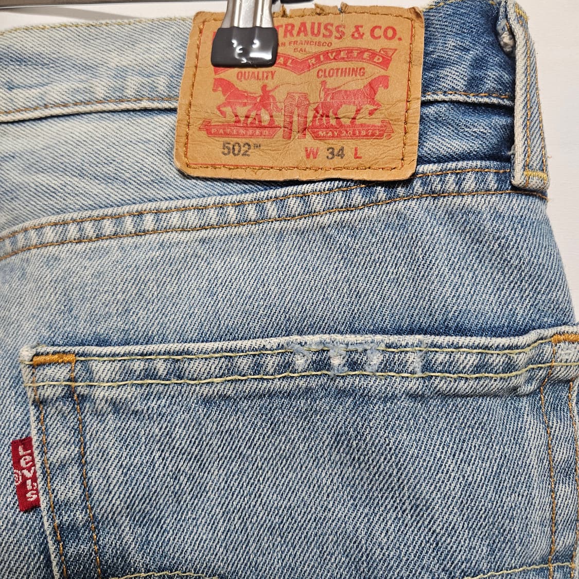 32 리바이스 502 패치워크 데님 반바지 상품이미지4