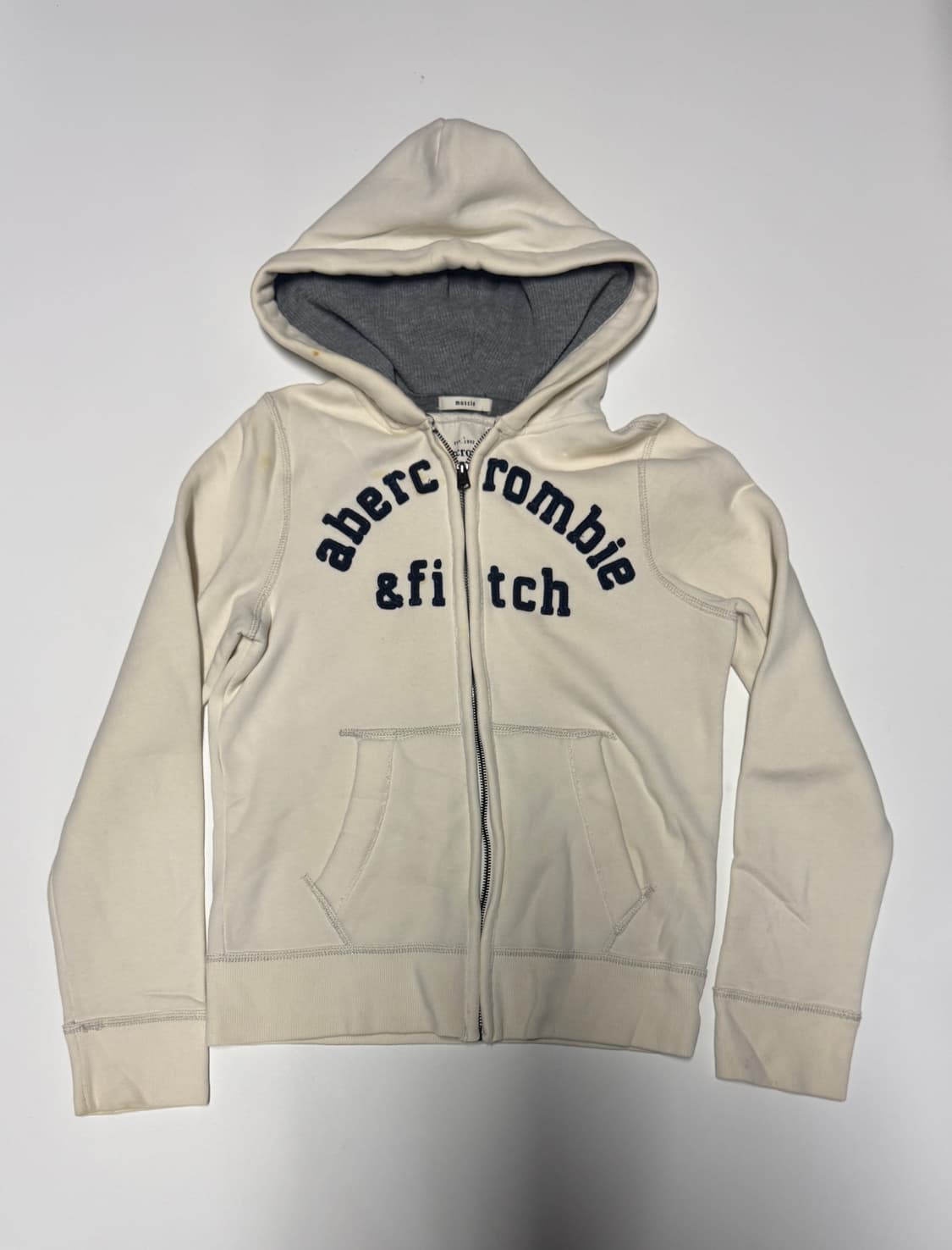 여성 아베크롬비 스펠 아웃 크림 기모 후드집업 S 상품이미지1