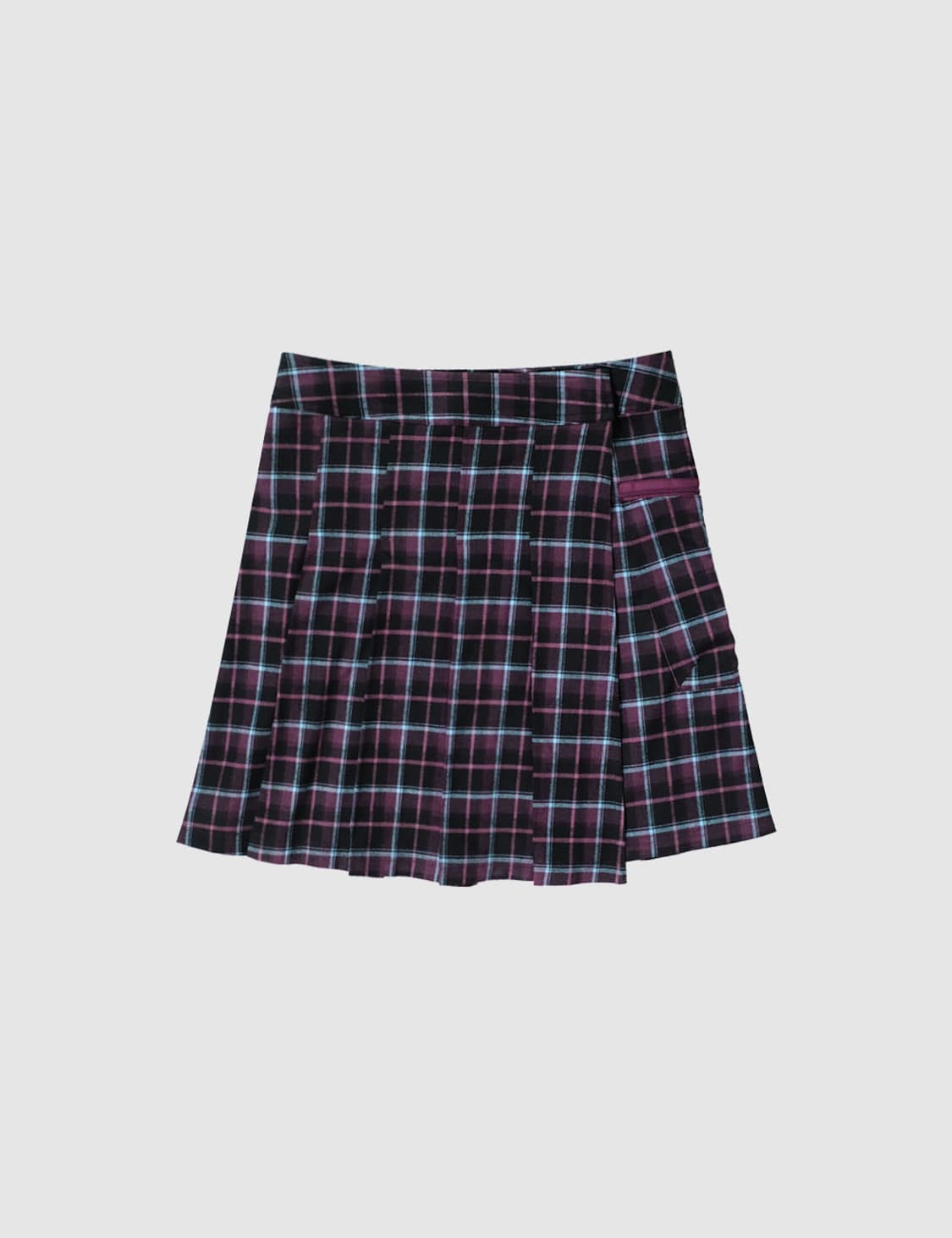 yinandyang Wrap pleats skirt, checked 상품이미지2