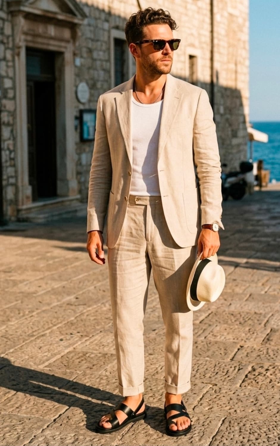 새상품 스테파노로시 남자 가죽 샌들 쪼리 슬리퍼 260 상품이미지7