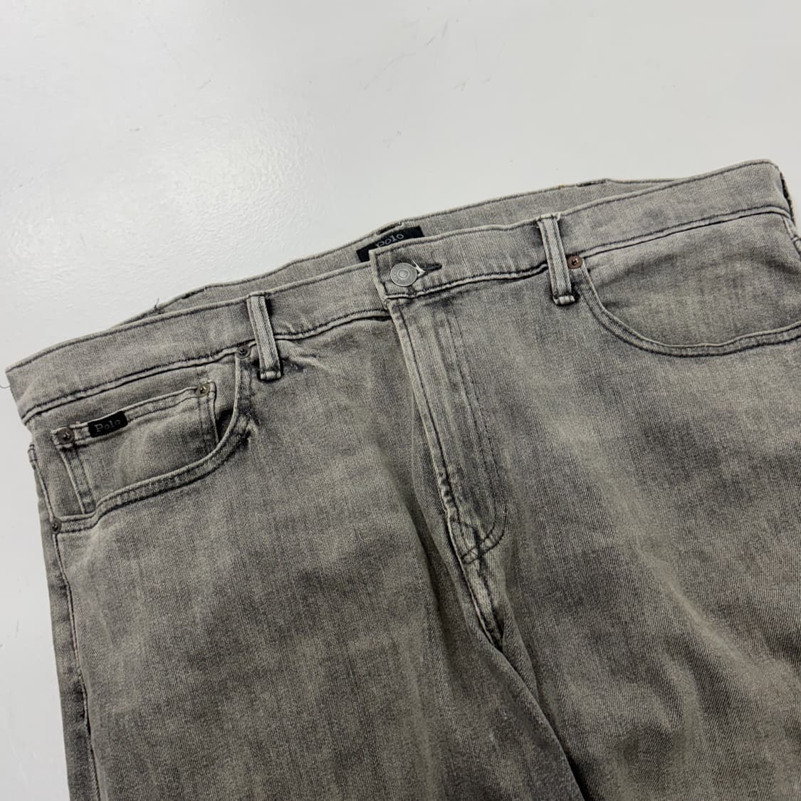 폴로 새깅 워싱 힙합 흑청 슬림핏 데님팬츠 상품이미지4