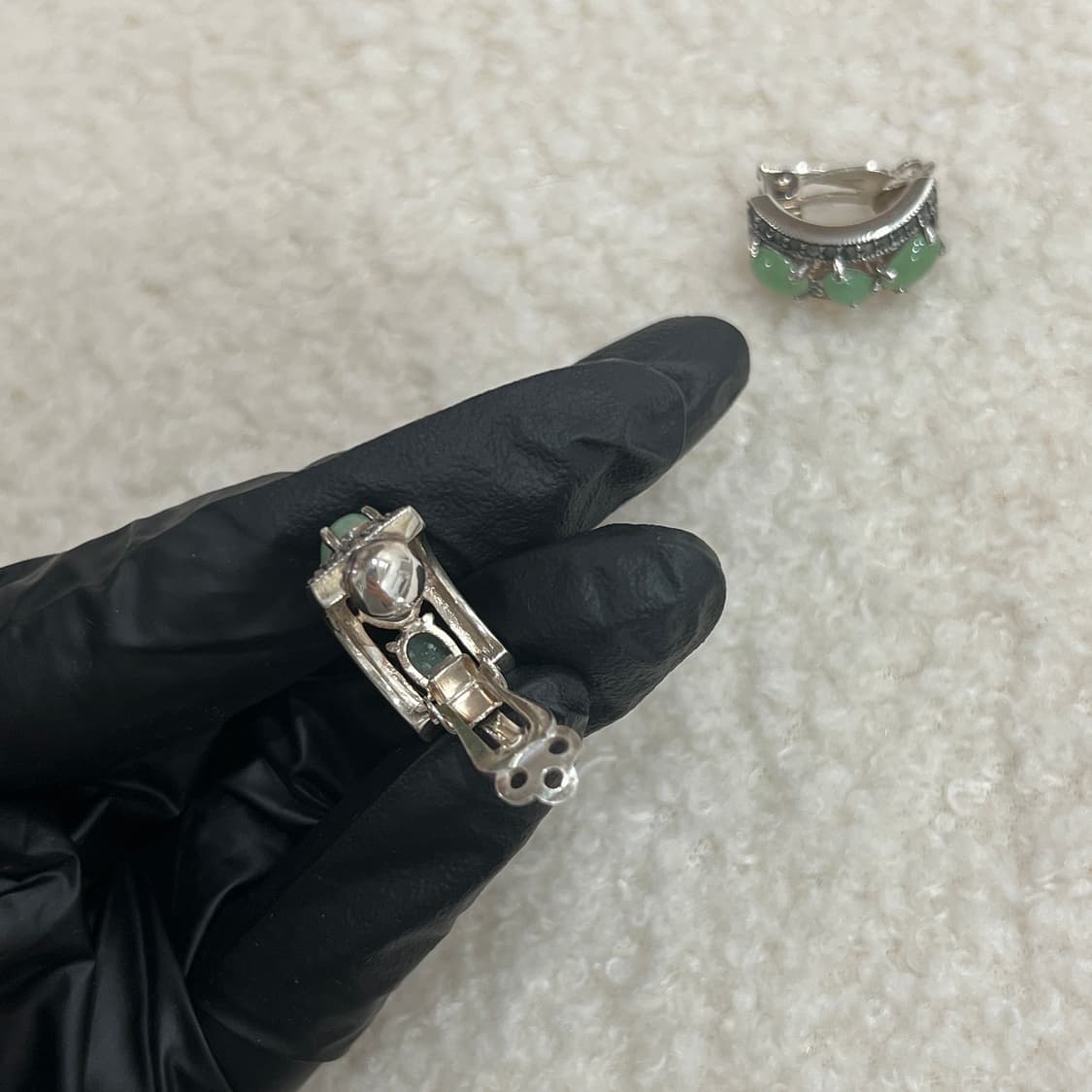 Jade and marcasite 925silver 목걸이&귀걸이 상품이미지5