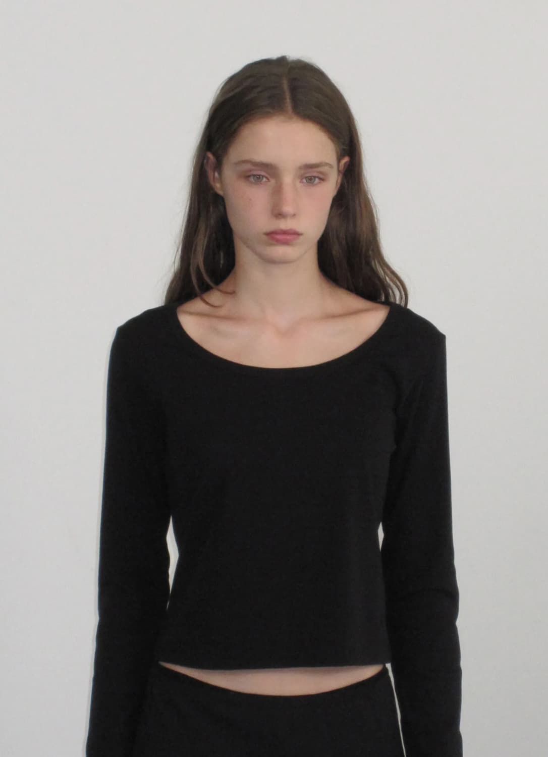 로우클래식 오가닉 실켓 스쿱넥 티셔츠 - 블랙 M 상품이미지2