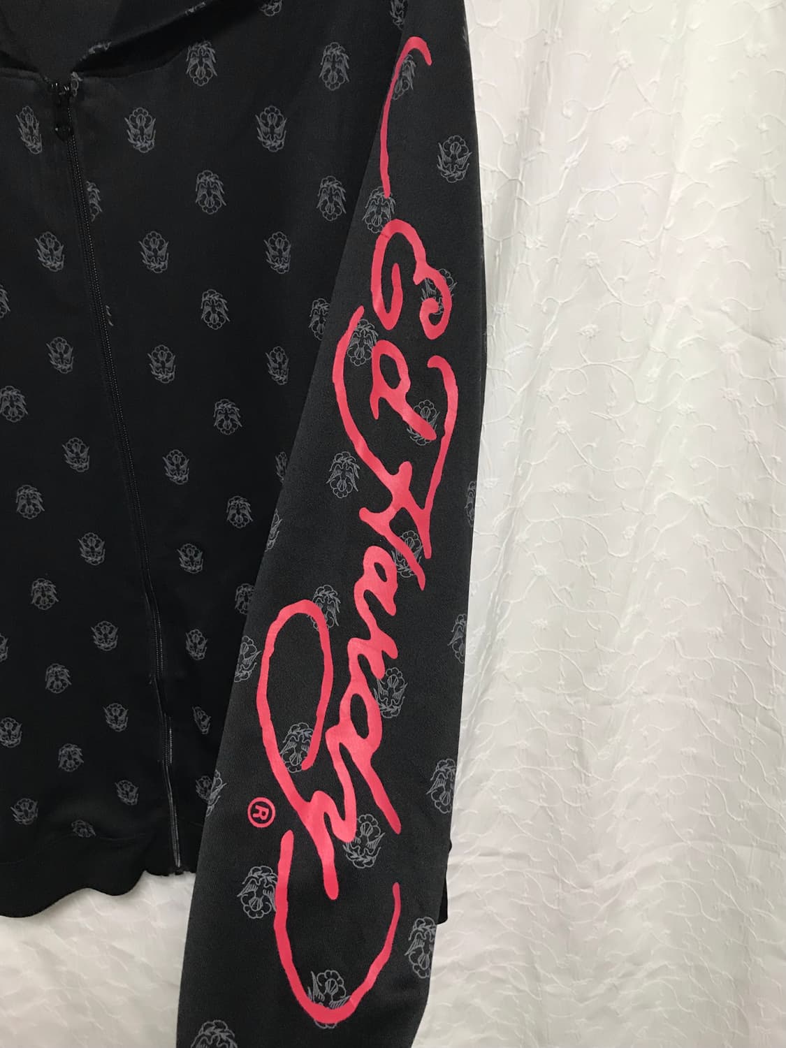 빈티지 ed hardy 에드하디 해골 레터링 져지 후드 집업 상품이미지4