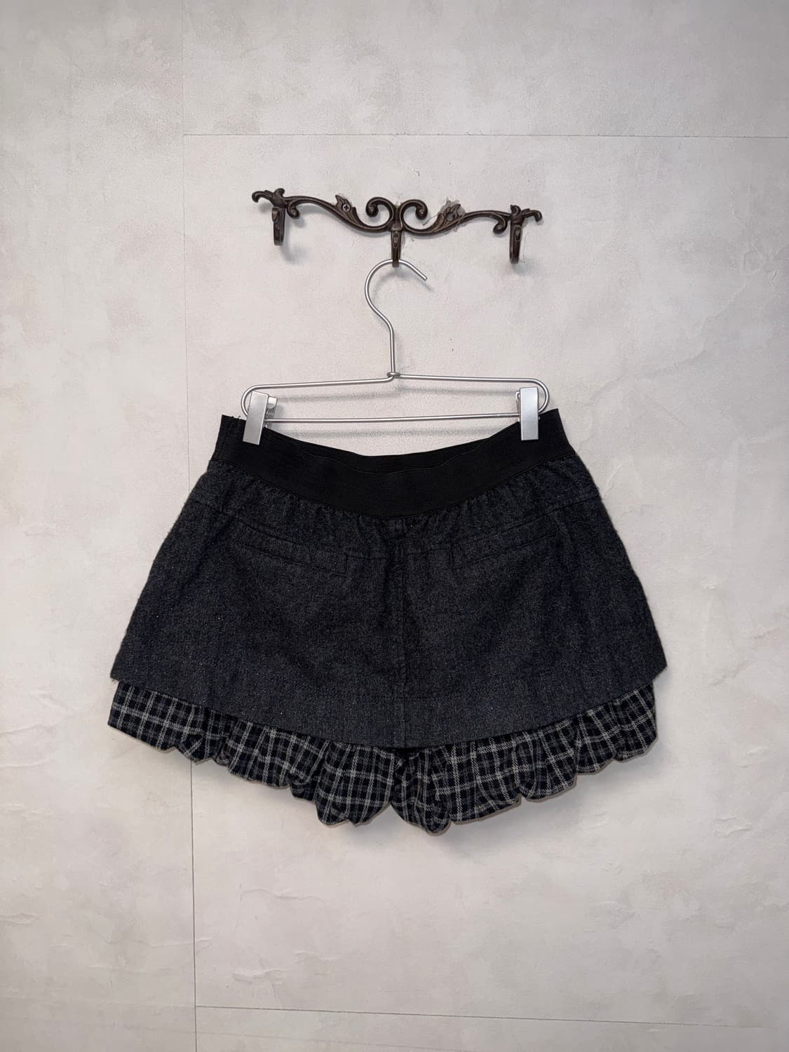 O’2ND charcoal check layered balloon sk 상품이미지3