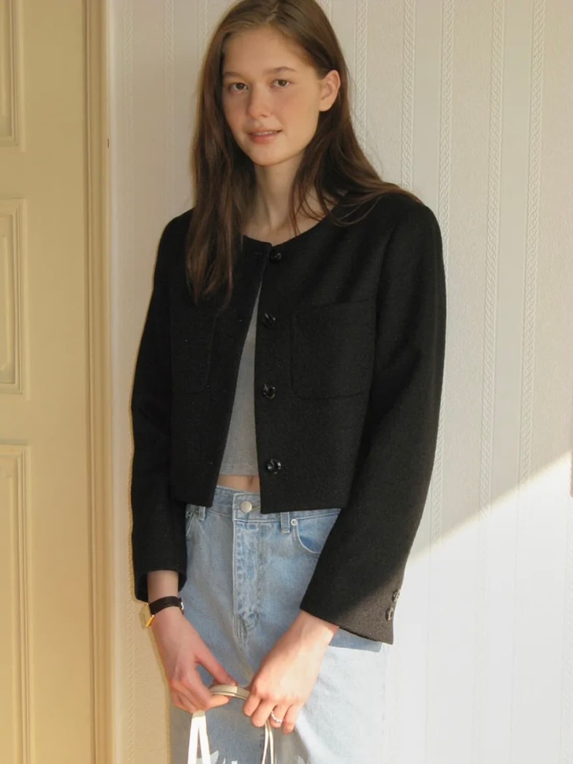 썸웨어버터 크롭 트위드 자켓 상품이미지3