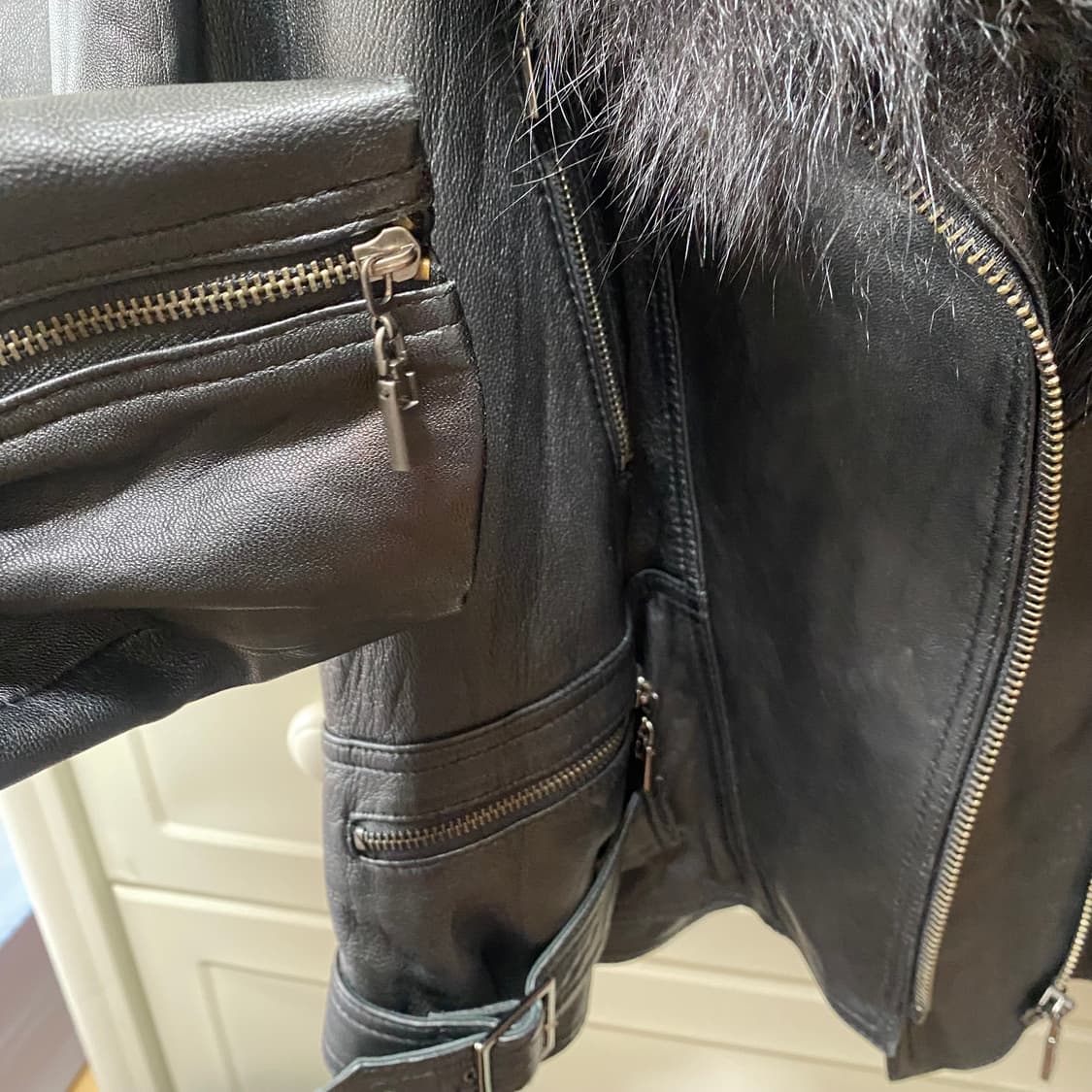 갸루 빈티지 퍼 레더자켓  상품이미지4