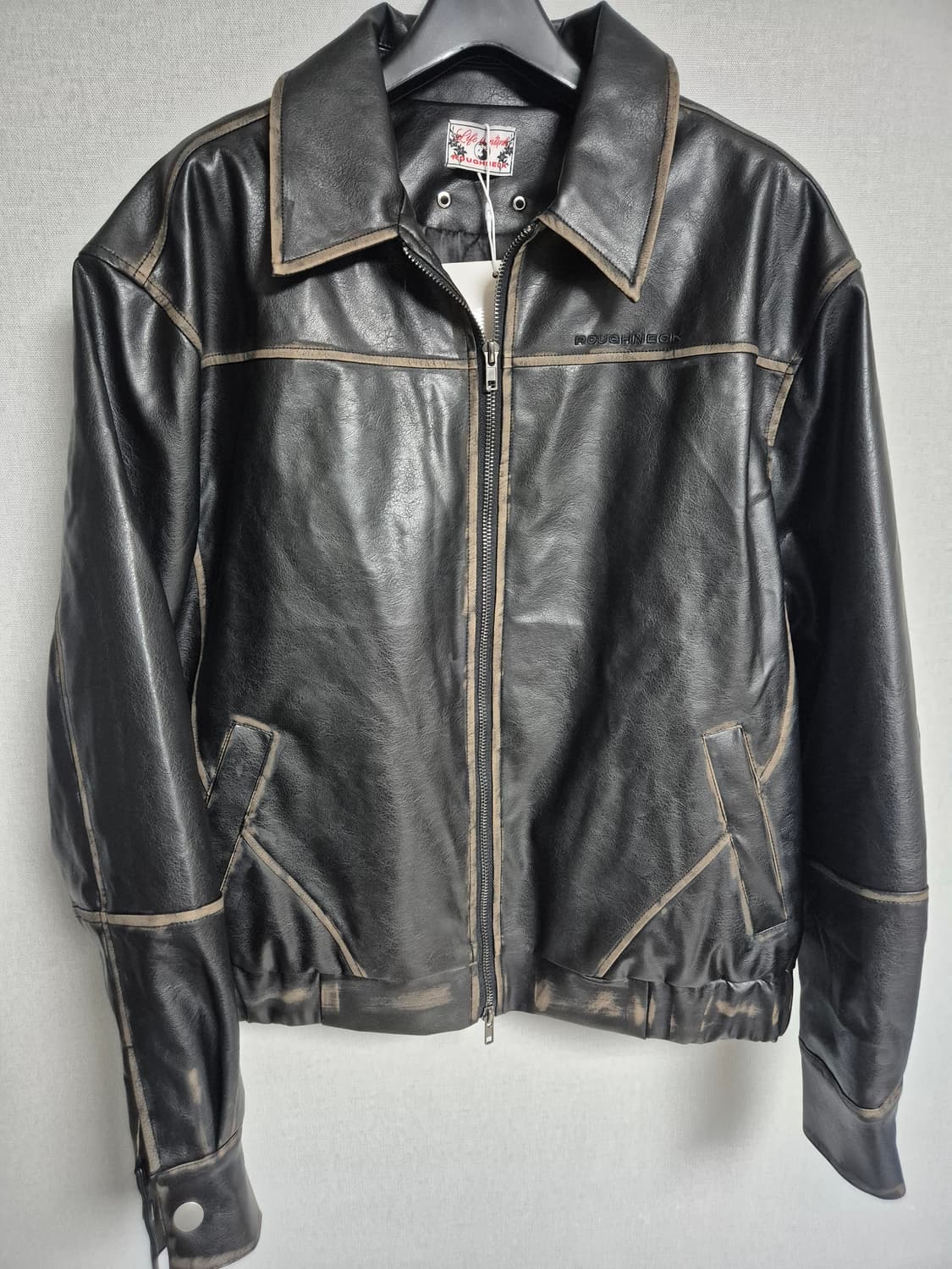 러프넥 워싱 레더 블루종 상품이미지5