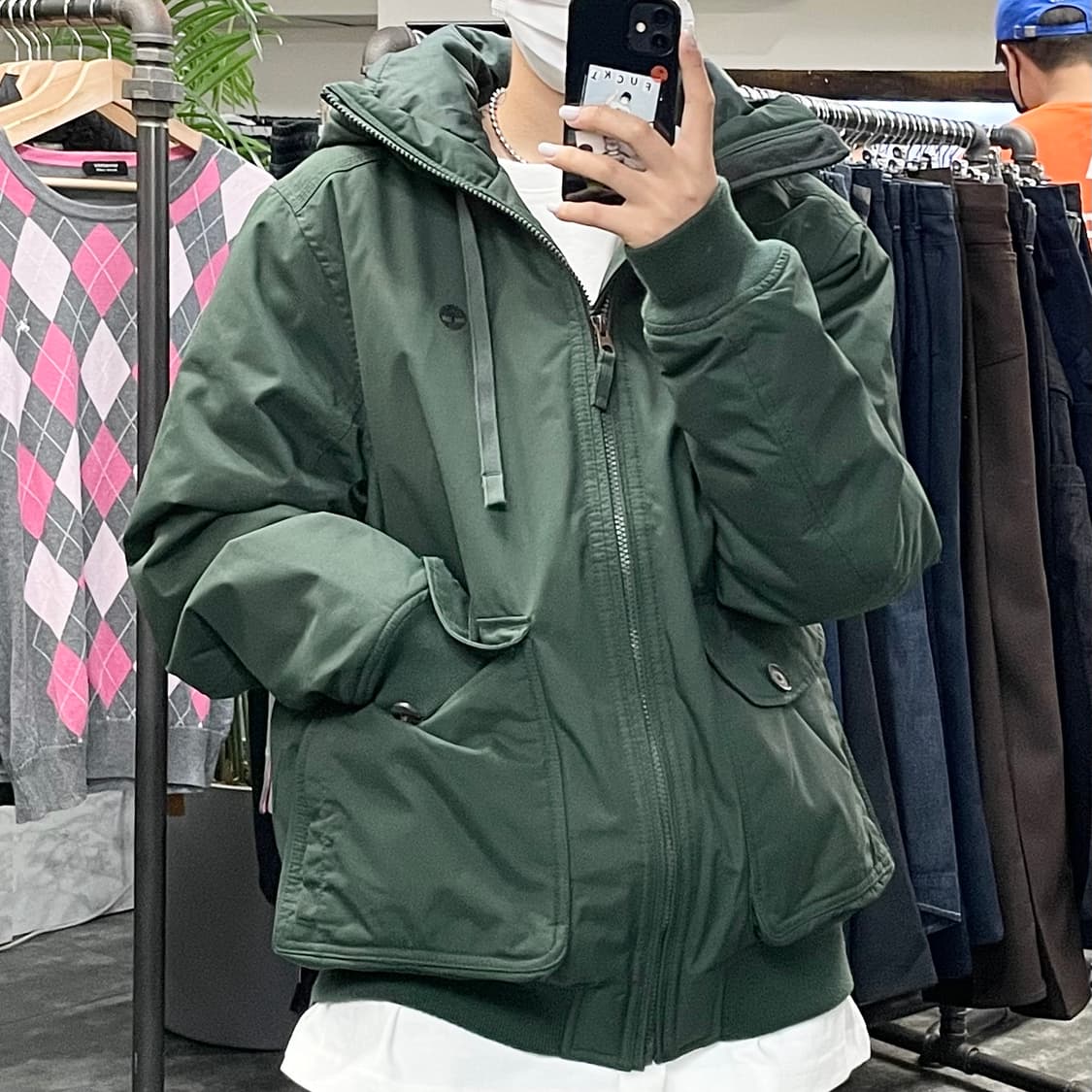 팀버랜드 그린 후드 점퍼 상품이미지1