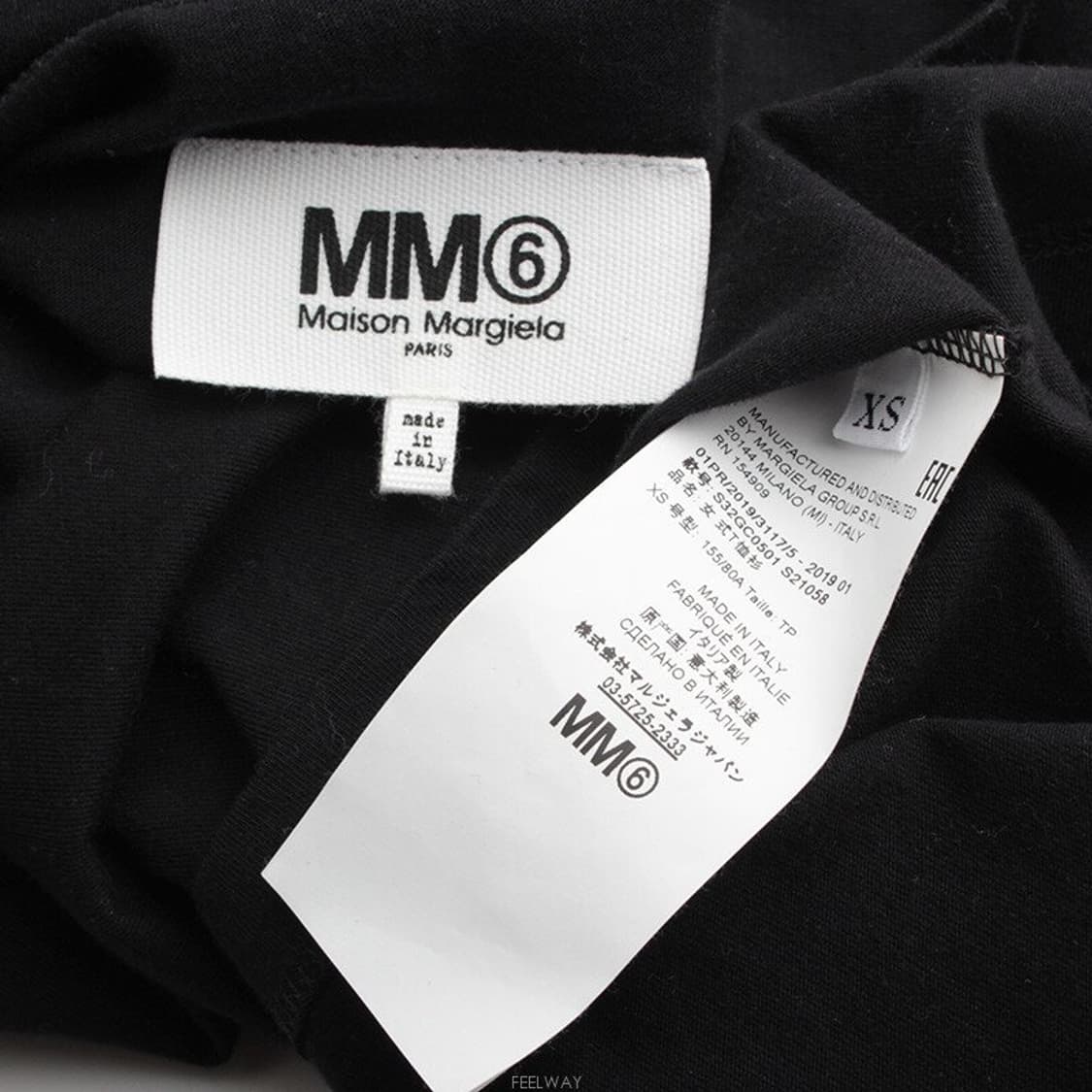 MM6 블랙 순면 슬릿 티셔츠 66 상품이미지3