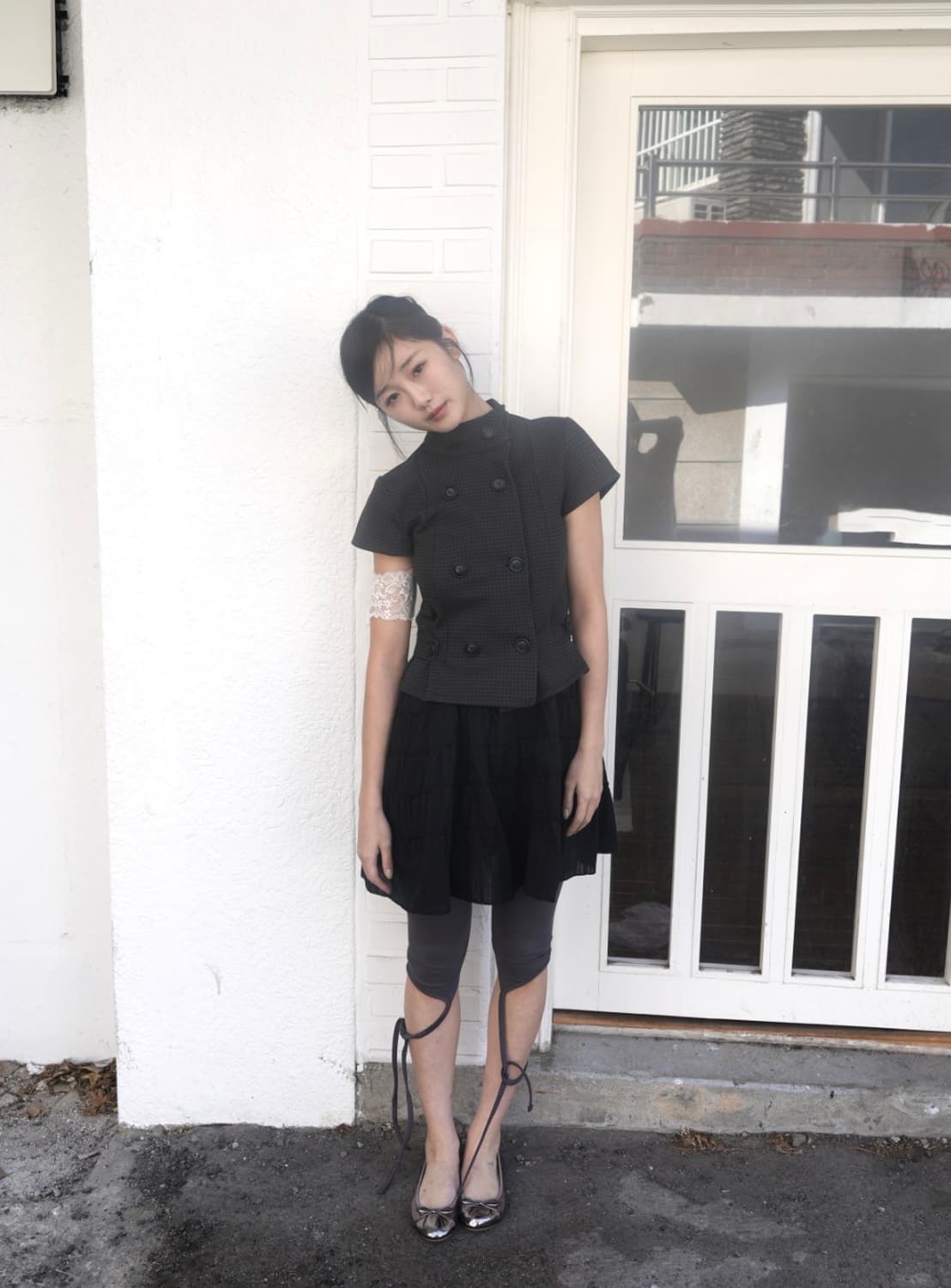 Strap leggings, charcoal 상품이미지1