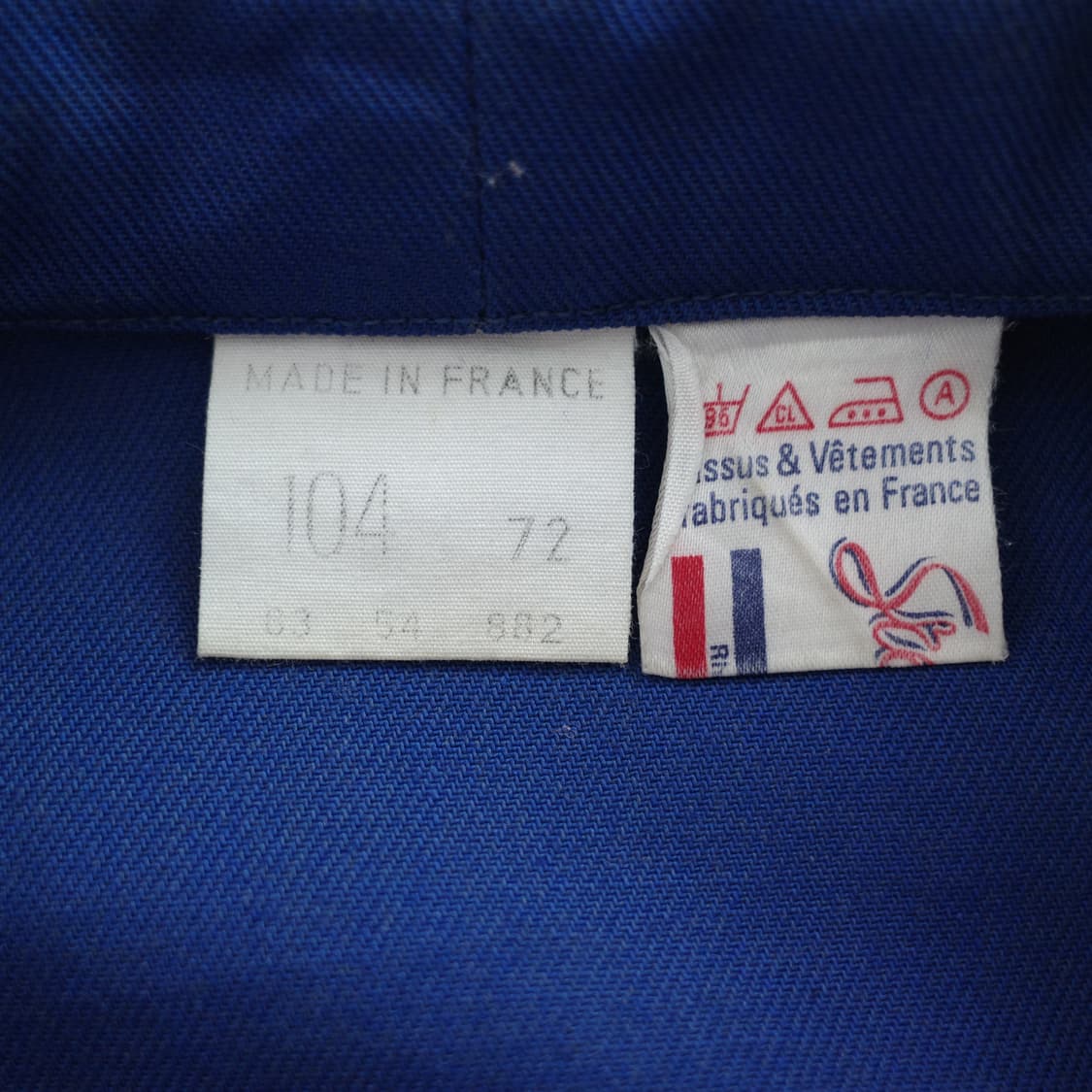70s 프랑스 생산 프렌치 클럽칼라 워크자켓 블루 100 상품이미지5