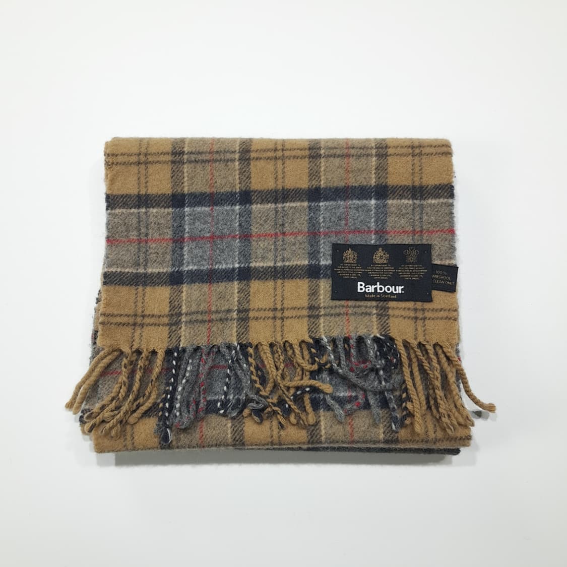 MX651 바버 90s 스코틀랜드판 램스울 타탄 카멜 머플러 목도리 상품이미지6