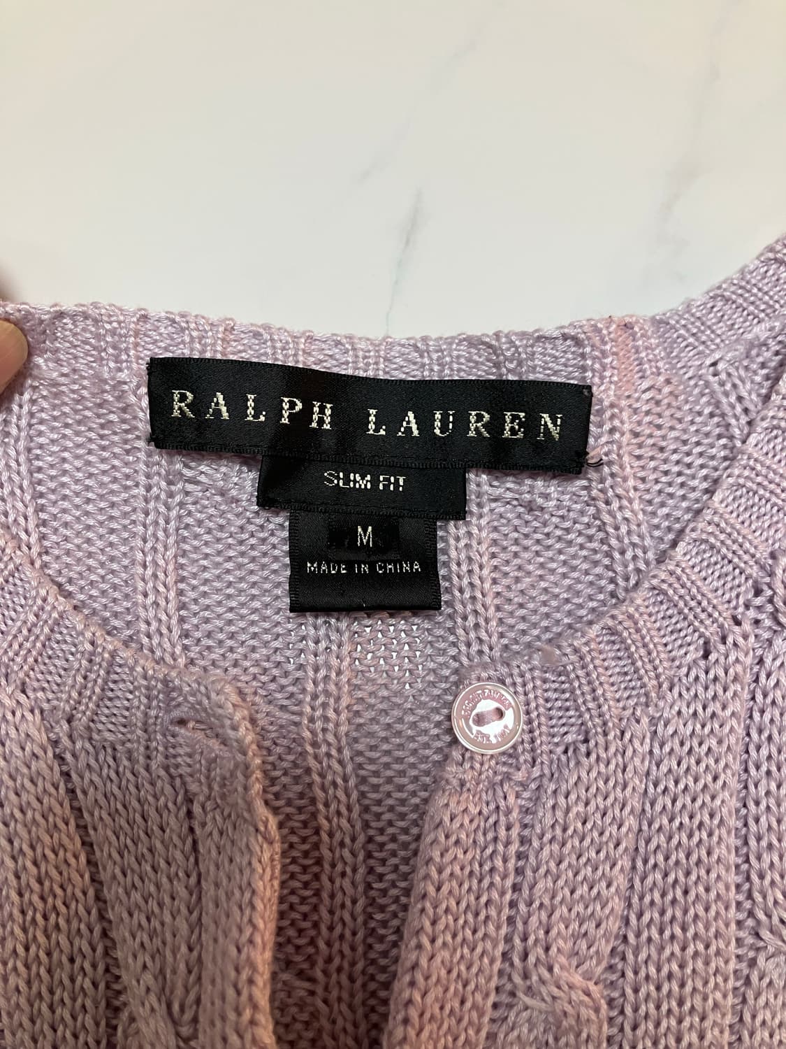 랄프로렌 블랙라벨 라벤더 슬림핏 케이블 니트 가디건 상품이미지1