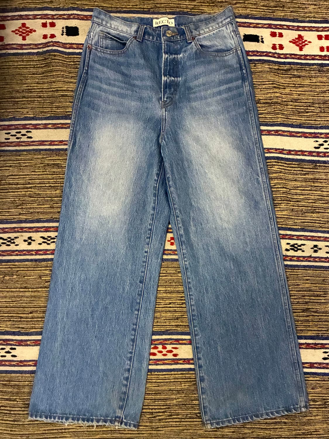 (S)RECTO 렉토 워시드 오가닉 와이드핏 데님팬츠 청바지 상품이미지1